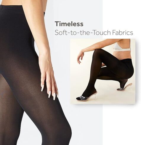 Body By Stems Unbreakable Opaque Tights for Women - 120 Denier - Thick Black Tights for Women - Women's Tights for Dresses in Kuwait
