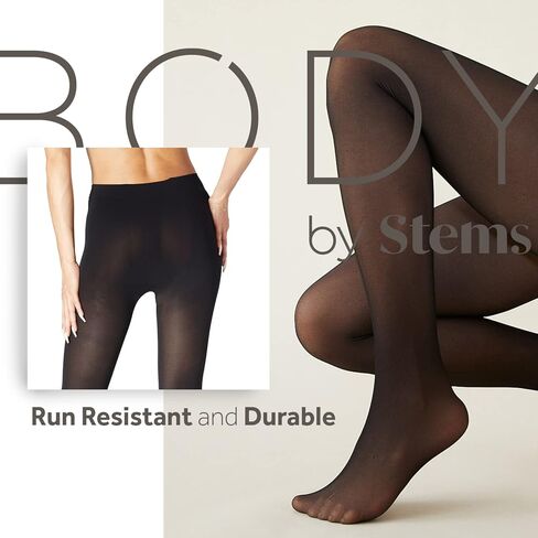 Body By Stems Unbreakable Opaque Tights for Women - 120 Denier - Thick Black Tights for Women - Women's Tights for Dresses in Kuwait