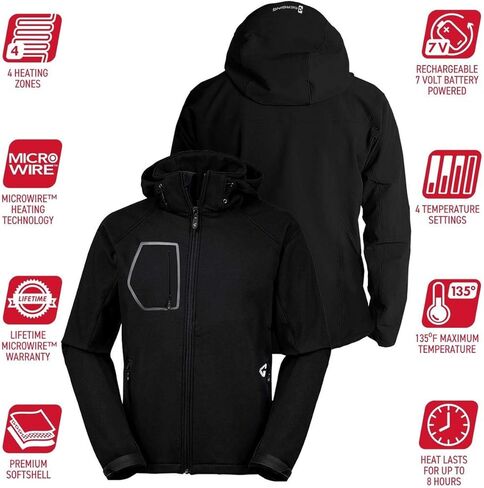 سترة Gerbing الرجالية Torrid 2.0 Softshell ساخنة - ملابس ساخنة تعمل بالبطارية 7 فولت للرياضات الشتوية والتخييم والصيد in Saudi Arabia