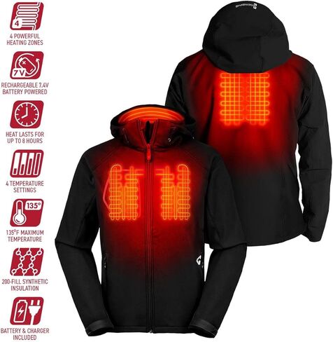 سترة Gerbing الرجالية Torrid 2.0 Softshell ساخنة - ملابس ساخنة تعمل بالبطارية 7 فولت للرياضات الشتوية والتخييم والصيد in Saudi Arabia