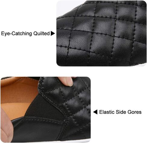 VOCNTVY Loafers for Women Quilted Slip On Shoes Casual Fashion Sneakers | Non-Slip TPR Sole, Faux Leather Upper, Memory Foam Insole, Blister-Free Heel, All Day Walking Comfort for Daily Work Wear in Kuwait