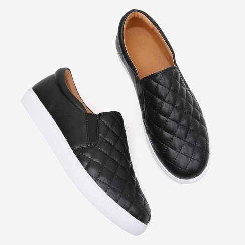 VOCNTVY Loafers for Women Quilted Slip On Shoes Casual Fashion Sneakers | Non-Slip TPR Sole, Faux Leather Upper, Memory Foam Insole, Blister-Free Heel, All Day Walking Comfort for Daily Work Wear in Kuwait