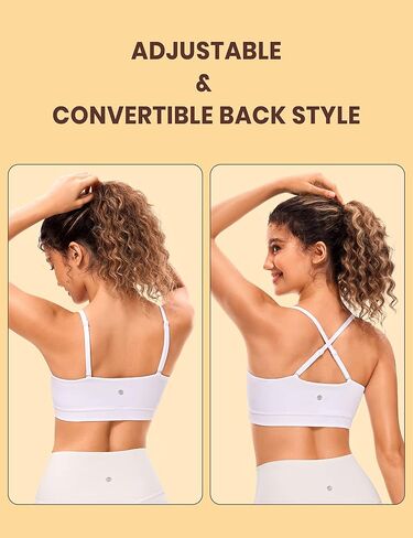 حمالة صدر رياضية للسيدات من CRZ YOGA Butterluxe قابلة للتعديل بحزام رفيع - حمالة صدر مبطنة لاسلكية برقبة مربعة للتمرين واليوجا in Kuwait