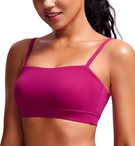 حمالة صدر رياضية للسيدات من CRZ YOGA Butterluxe قابلة للتعديل بحزام رفيع - حمالة صدر مبطنة لاسلكية برقبة مربعة للتمرين واليوجا in Kuwait