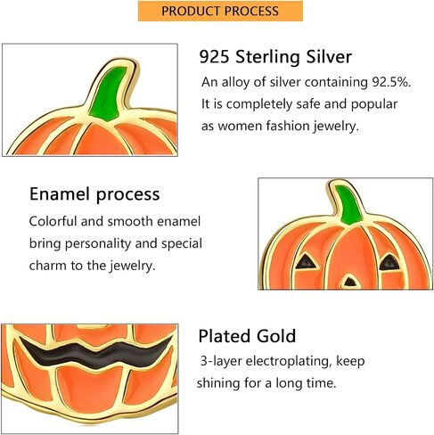 ORANGE FOREST Halloween الأقراط 925 الفضة الاسترليني اليقطين العنكبوت شبح أقراط هالوين حزب مجوهرات الوجه المبتسم اليقطين للنساء الفتيات في سن المراهقة in Kuwait