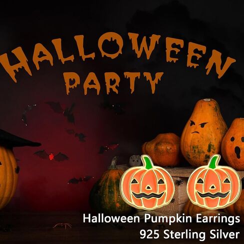 ORANGE FOREST Halloween الأقراط 925 الفضة الاسترليني اليقطين العنكبوت شبح أقراط هالوين حزب مجوهرات الوجه المبتسم اليقطين للنساء الفتيات في سن المراهقة in Kuwait