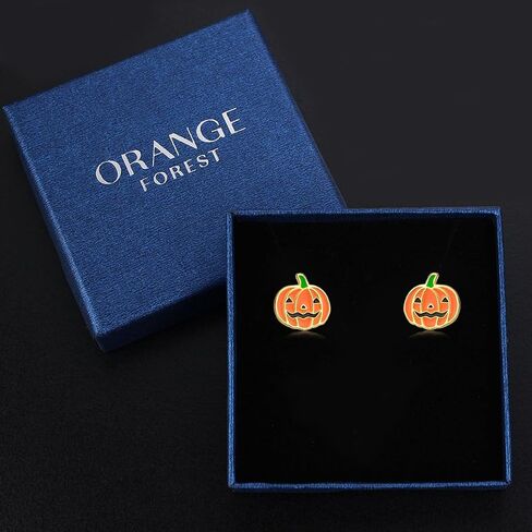 ORANGE FOREST Halloween الأقراط 925 الفضة الاسترليني اليقطين العنكبوت شبح أقراط هالوين حزب مجوهرات الوجه المبتسم اليقطين للنساء الفتيات في سن المراهقة in Kuwait