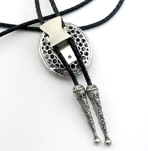 SELOVO Western Big Large Red Rhinestone Western Bolo Tie Genuine Leather Silver Tone in Saudi Arabia