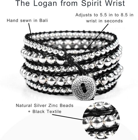 الفضة الزنك + الأسود - روح المعصم لوجان بوهو التفاف سوار in Kuwait