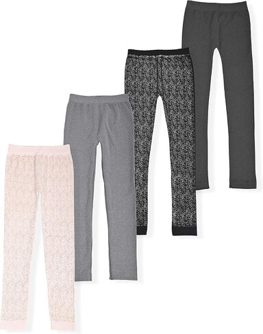 مجموعة Star Ride Girls من 4 سراويل ضيقة قابلة للتمدد مبطنة بالصوف، ملابس مريحة للأطفال، سراويل متعددة العبوات in Kuwait