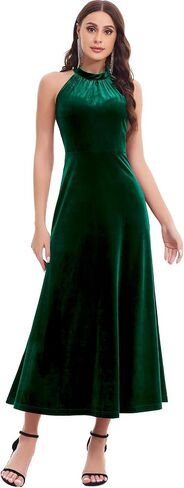 Bbonlinedress Halter Velvet Maxi Cocktail Formal Wedding Guest Women Evening Prom Bridesmaid Sleeveless Dress in Saudi Arabia