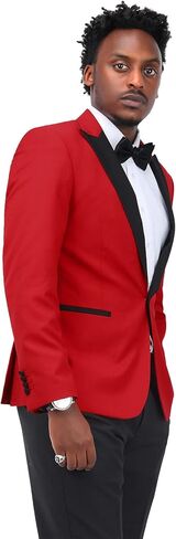 بدلة رجالي من Cloudstyle مكونة من 3 قطع بألوان متباينة، معطف أنيق بصدر واحد وسترة وسراويل in Kuwait