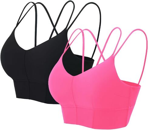 MotoRun Padded Strappy Sports Bras for Women Criss Cross Back Medium Support Workout Running Yoga Bra in Kuwait
