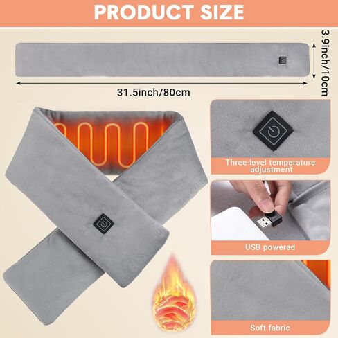 Mumufy 4 Pcs USB Heated Scarf Rechargeable Neck Heating Pad Neck Warmer Three Temp Setting (No Battery, No Power Bank) in Saudi Arabia