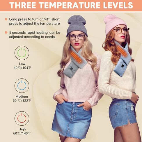Mumufy 4 Pcs USB Heated Scarf Rechargeable Neck Heating Pad Neck Warmer Three Temp Setting (No Battery, No Power Bank) in Saudi Arabia