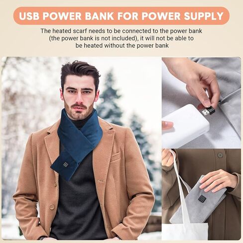 Mumufy 4 Pcs USB Heated Scarf Rechargeable Neck Heating Pad Neck Warmer Three Temp Setting (No Battery, No Power Bank) in Saudi Arabia