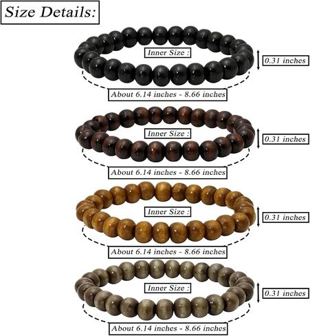 Eigso 6-8mm Wood Beads Bracelet Prayer Beads for Meditation Buddha Tibetan Bracelet for Men and Women in Kuwait
