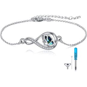 MONGAS Butterfly/Owl/Hamsa Hand/Paw Urn Bracelet for Ashes for Women Sterling Silver Cremation Butterfly Jewelry for Women Heart Urn