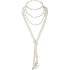 Zivyes قلادة من اللؤلؤ الصناعي قلادات طويلة من اللؤلؤ 1920s إكسسوارات للنساء حفلة غاتسبي فلابر خمر in Kuwait