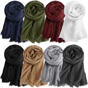 Set of 8 Women Scarf Shawl for All Season Head Scarf Wraps Hijab Scarfs Winter Spring Fall Scarfs for Women