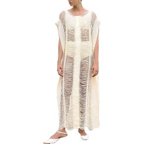 Bsubseach Women Crochet Hollow Out Swimsuit Cover Ups Knitted Beach Tank Dress