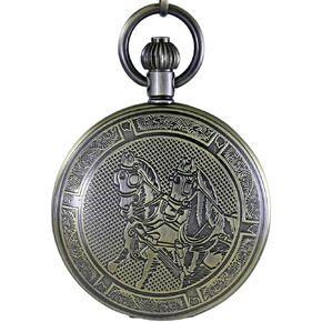 OGLE 3ATM مقاومة للماء عتيقة برونزية حصان أسود توربيون مراحل قمر رجالي طالب سلسلة تناظرية فوب ذاتية الملء صندوق ساعة جيب ميكانيكية in Kuwait