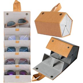 Sunglass Case for Men or Women Hard Multi Eyeglasses Case Box Portable 5 Slot Glasses Organizer Holder Eyewear Bag (Black)