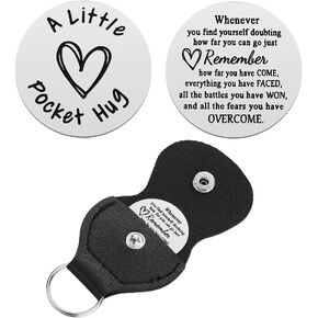 iJuqi Pocket Hug Token Keychain Keepsake Long Distance relationship inspirational Sobriety Gifts for Women Men Double Sided