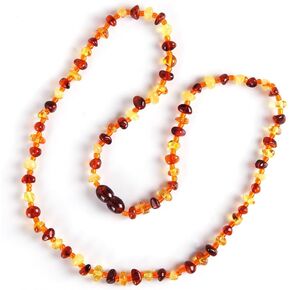 Guptue Natural Baltic Amber necklace for Adults Women or Men/Baroque Shape Polished Amber Beads Certified Amber Jewelry