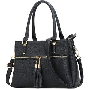 KKXIU Women Satchel Bags Handle Shoulder Handbags and Purses Pockets Zipper Leather Crossbody Bags