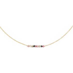 DeScount Dainty Birthstone Beaded Bar Necklace,18K Gold Plated Handmade Faceted Turquoise,Lapis,Amazonite,Tiger Eye,Emerald,Ruby,Blue Apatite,Opal Stone Necklaces for Women