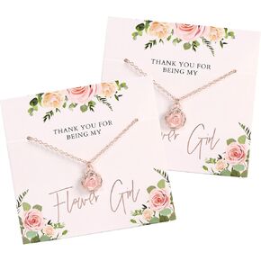 هدية فتاة الزهرة من Pop Fizz Designs - قلادة فتاة الزهرة (مجموعة من 2) | مجوهرات البنات | قلادة فتاة الزهرة | هدايا فتاة الزهرة من العروس in Kuwait