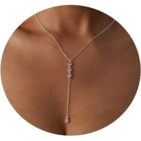 CAROVO Gold Necklace for Women,Dainty Gold Necklaces 14k Gold Plated Diamond Necklaces Cute CZ Solitaire Choker Necklaces for Women Simple Cubic Zirconia Pendant Necklace Trendy Jewelry Gifts