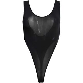 LinvMe Women's Sexy See Through High Cut Bodysuit Thong Leotard Sleeveless Lingerie