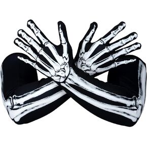 بريتي زوم قفازات كاملة الاصابع بتصميم هيكل عظمي للمعصم، قفازات جمجمة للهالوين، كما هو موضح، مقاس M, كما هو موضح in Kuwait