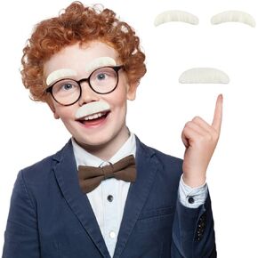 Old Man Costume Old Man Stick-on Mustache and Eyebrows Set, Fake Mustache Costume Bushy Grey White Eyebrows and Moustache Kit in Kuwait