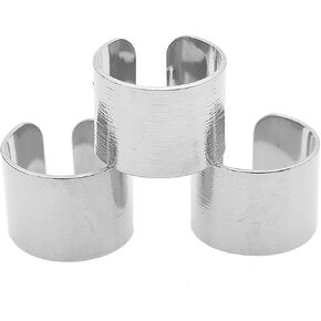 Adjustable Brushed Metal Tube Midi Knuckle Ring Set of Three