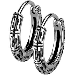 18GA 316L Stainless Steel Tribal Casted Hinged Hoop Earrings, Sold as a Pair in Saudi Arabia