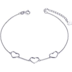 SISGEM 14k Gold Heart Anklet for Women, Real Gold Love Ankle Bracelet Foot Jewelry for Her, 8.4"-10"