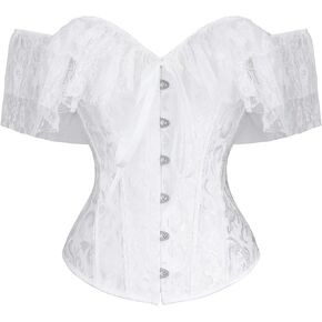 Charmian Women's Steampunk Gothic Elegant Off Shoulder Jacquard Overbust Corset Top