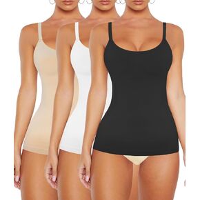 VVX Womens Shapewear for Women Tummy Control Tank Top Body Shape Seamless Compression Camisole Tops （3pk Black+White+Nude S） in Kuwait