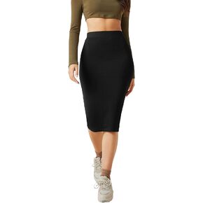 Floerns Women's Basic Solid Stretch High Waist Bodycon Midi Pencil Skirt