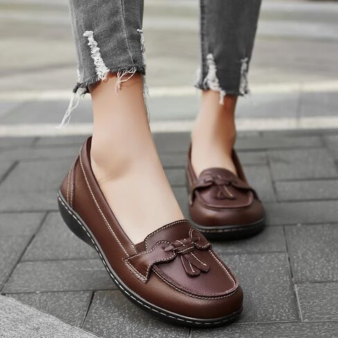 Artisure Women's Classic Comfort Leather Loafers Casual Slip-Ons Stylish Tassel Dress Shoes Cute Work Office Flats Everyday Walking Shoes in Saudi Arabia