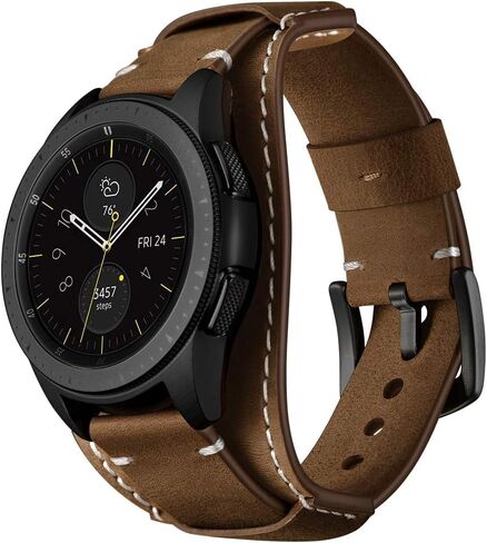 سوار ساعة من الجلد الطبيعي من Balerion Cuff، متوافق مع ساعة Samsung Galaxy Watch 5، Galaxy Watch 4، Galaxy watch3 41 مم، ساعة Galaxy 42 مم، Gear Sport وغيرها من الساعات القياسية بعرض شريط 20 مم in Kuwait