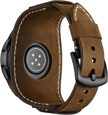 سوار ساعة من الجلد الطبيعي من Balerion Cuff، متوافق مع ساعة Samsung Galaxy Watch 5، Galaxy Watch 4، Galaxy watch3 41 مم، ساعة Galaxy 42 مم، Gear Sport وغيرها من الساعات القياسية بعرض شريط 20 مم in Kuwait
