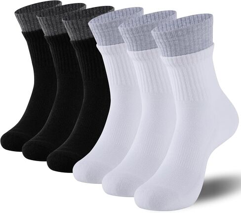 جوارب eallco النسائية الدائرية، جوارب رياضية للتنزه سيرًا على الأقدام والجري، جوارب مبطنة ماصة، 6 أزواج in Kuwait