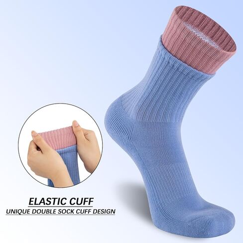 جوارب eallco النسائية الدائرية، جوارب رياضية للتنزه سيرًا على الأقدام والجري، جوارب مبطنة ماصة، 6 أزواج in Kuwait