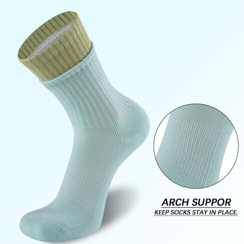 جوارب eallco النسائية الدائرية، جوارب رياضية للتنزه سيرًا على الأقدام والجري، جوارب مبطنة ماصة، 6 أزواج in Kuwait