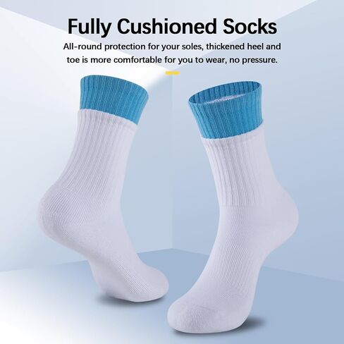 جوارب eallco النسائية الدائرية، جوارب رياضية للتنزه سيرًا على الأقدام والجري، جوارب مبطنة ماصة، 6 أزواج in Kuwait