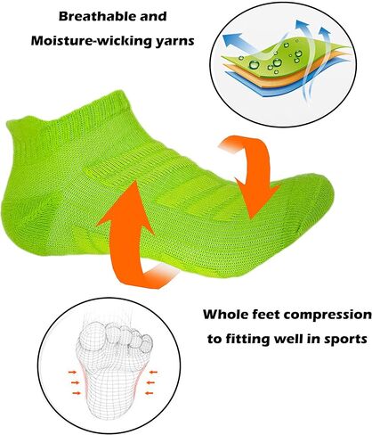 Hycome 5Pairs Men Women Sport Running Ankle Socks with Cushion Low Cut Athletic Sport Socks in Saudi Arabia